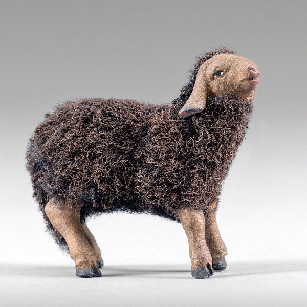 Picture of Lamb black wool Immanuel Nativity 12 cm (4,7 inch)) middle eastern wood & fabric