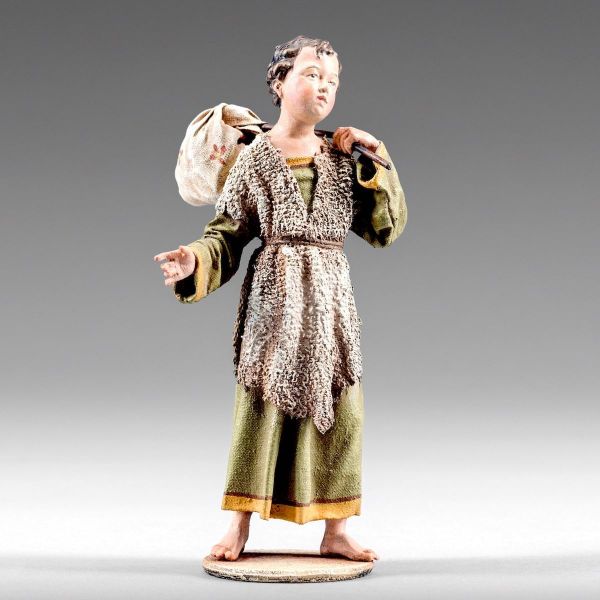 Picture of Child with stick cm 12 (4,7 inch) Immanuel dressed Nativity Scene oriental style Val Gardena wood statue fabric clothes