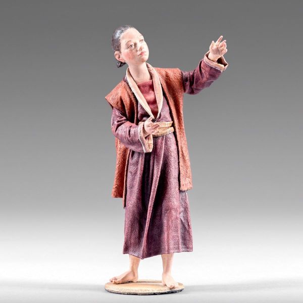 Immagine di Bambina 12 cm (4,7 inch) Presepe vestito Immanuel stile orientale statua in legno Val Gardena abiti in stoffa