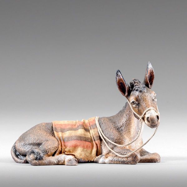 Picture of Donkey lying with blanket 12 cm (4,7 inch) Immanuel dressed Nativity Scene oriental style Val Gardena wood statue