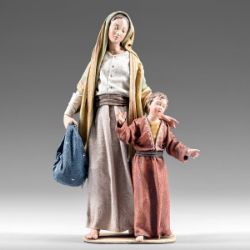 Imagen de Madre con Niño  cm 12 (4,7 inch) Pesebre vestido Immanuel estilo oriental estatua en madera Val Gardena trajes de tela