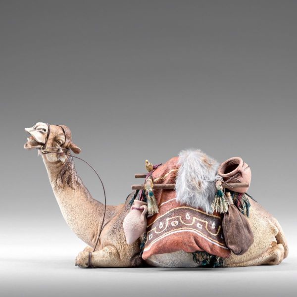 Picture of Lying Camel with saddle cm 12 (4,7 inch) Immanuel dressed Nativity Scene oriental style Val Gardena wood statue