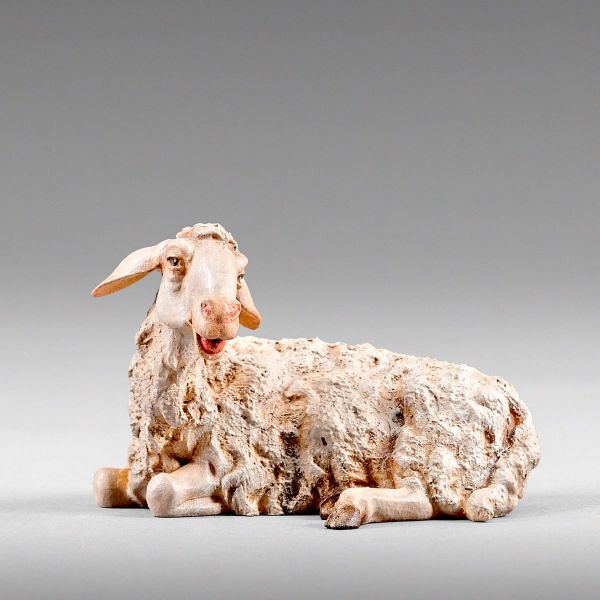 Immagine di Pecora sdraiata Presepe Immanuel 12 cm palestinese legno e stoffa