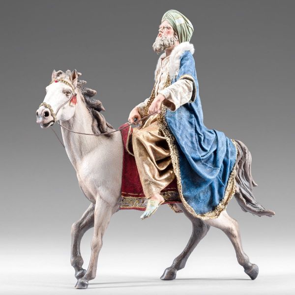 Picture of Wise King on horse Immanuel Nativity 12 cm (4,7 inch) middle eastern wood & fabric