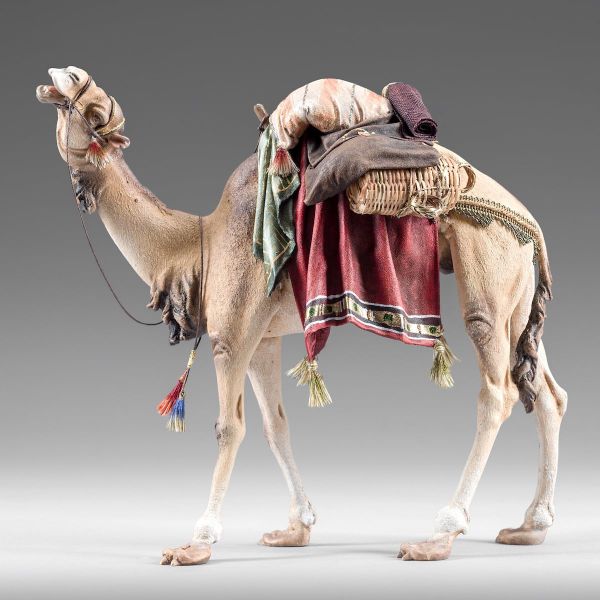 Imagen de Camello de pie con silla cm 14 (5,5 inch) Pesebre vestido Immanuel estilo oriental estatua en madera Val Gardena