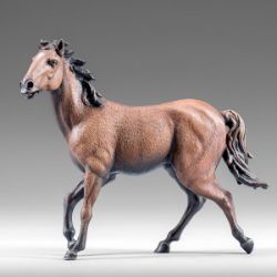 Picture of Brown Horse running cm 14 (5,5 inch) Immanuel dressed Nativity Scene oriental style Val Gardena wood statue