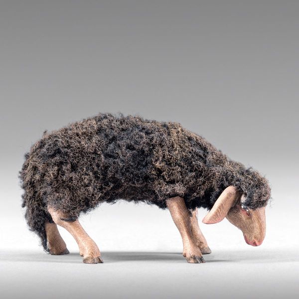 Picture of Sheep black wool grazing Immanuel Nativity 14 cm (5,5 inch) middle eastern wood & fabric