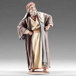 Picture of Old Man 14 cm (5,5 inch) Immanuel dressed Nativity Scene oriental style Val Gardena wood statue fabric clothes