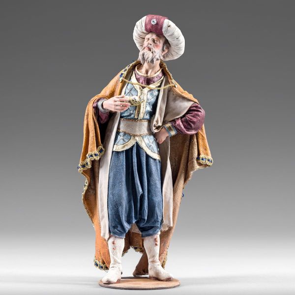 Imagen de Rey Mago de pie Belén Immanuel 14 cm oriental madera y tela