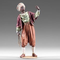 Imagen de Camellero 40 cm (15,7 inch) Pesebre vestido Immanuel estilo oriental estatua en madera Val Gardena trajes de tela
