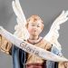 Imagen de Pequeño Ángel Gloria para colgar 30 cm (11,8 inch) Pesebre vestido Immanuel estilo oriental estatua en madera Val Gardena trajes de tela