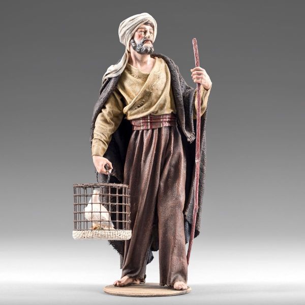 Picture of Shepherd with dove Immanuel Nativity 30 cm (11,8 inch) middle eastern wood & fabric