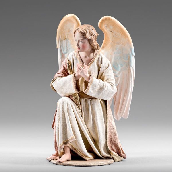 Imagen de Ángel arrodillado (derecha) Belén Immanuel 20 cm oriental madera y tela