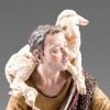 Immagine di Pastore inginocchiato con agnello Presepe Immanuel 20 cm legno e stoffa