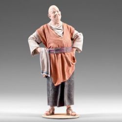 Imagen de Tabernero 10 cm (3,9 inch) Pesebre vestido Immanuel estilo oriental estatua en madera Val Gardena trajes de tela