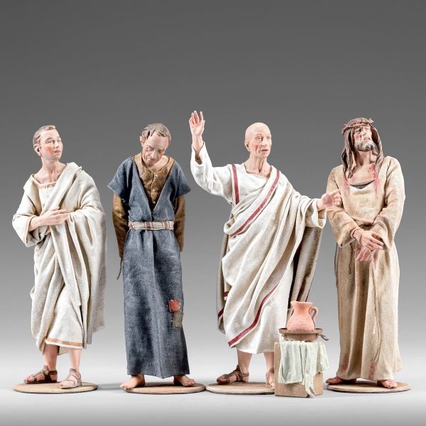 Immagine di Processo di Gesù 10 cm (3,9 inch) Presepe vestito Immanuel stile orientale statue in legno Val Gardena abiti in stoffa
