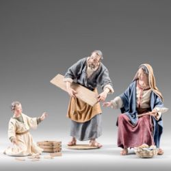 Picture of House in Nazareth 12 cm (4,7 inch) Immanuel dressed Nativity Scene oriental style Val Gardena wood statues fabric clothes