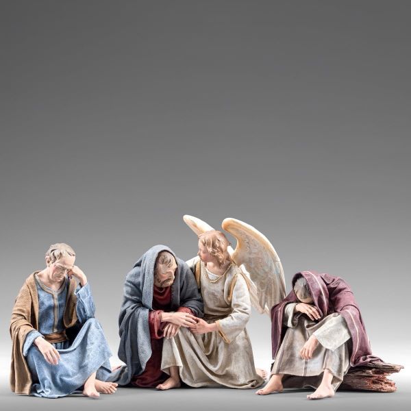 Picture of Agony in the Garden of Gethsemane 12 cm (4,7 inch) Immanuel dressed Nativity Scene oriental style Val Gardena wood statues fabric clothes
