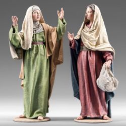 Picture of Visitation of the Virgin Mary to Elizabeth 12 cm (4,7 inch) Immanuel dressed Nativity Scene oriental style Val Gardena wood statues fabric clothes