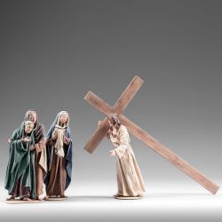 Immagine di Gesù incontra le Donne di Gerusalemme 14 cm (5,5 inch) Presepe vestito Immanuel stile orientale statue in legno Val Gardena abiti in stoffa