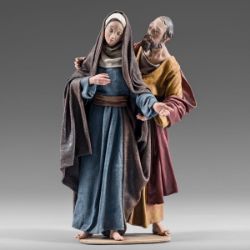 Picture of Mary and Apostle John 14 cm (5,5 inch) Immanuel dressed Nativity Scene oriental style Val Gardena wood statues fabric clothes
