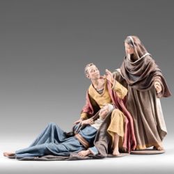 Picture of Mary, Magdalene and Apostle John 14 cm (5,5 inch) Immanuel dressed Nativity Scene oriental style Val Gardena wood statues fabric clothes