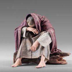 Picture of Sleeping Apostle 10 cm (3,9 inch) Immanuel dressed Nativity Scene oriental style Val Gardena wood statue fabric clothes