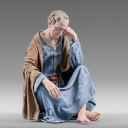 Picture of Sleeping Apostle 12 cm (4,7 inch) Immanuel dressed Nativity Scene oriental style Val Gardena wood statue fabric clothes