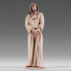 Immagine di Gesù con la Corona di Spine 12 cm (4,7 inch) Presepe vestito Immanuel stile orientale statua in legno Val Gardena abiti in stoffa