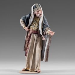 Imagen de Sumo Sacerdote Judío 12 cm (4,7 inch) Pesebre vestido Immanuel estilo oriental estatua en madera Val Gardena trajes de tela