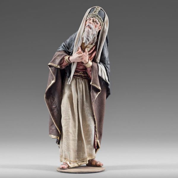 Picture of Jewish High Priest 14 cm (5,5 inch) Immanuel dressed Nativity Scene oriental style Val Gardena wood statue fabric clothes