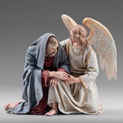 Picture of Jesus with Angel 30 cm (11,8 inch) Immanuel dressed Nativity Scene oriental style Val Gardena wood statues fabric clothes