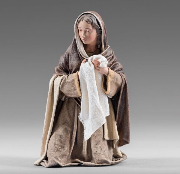 Picture of Veronica wipes the face of Jesus 30 cm (11,8 inch) Immanuel dressed Nativity Scene oriental style Val Gardena wood statues fabric clothes