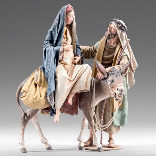 Picture of Harborage search 30 cm (11,8 inch) Immanuel dressed Nativity Scene oriental style Val Gardena wood statues fabric clothes
