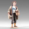 Immagine di Piccolo Cantore con cesta Presepe Rustika 12 cm legno e stoffa
