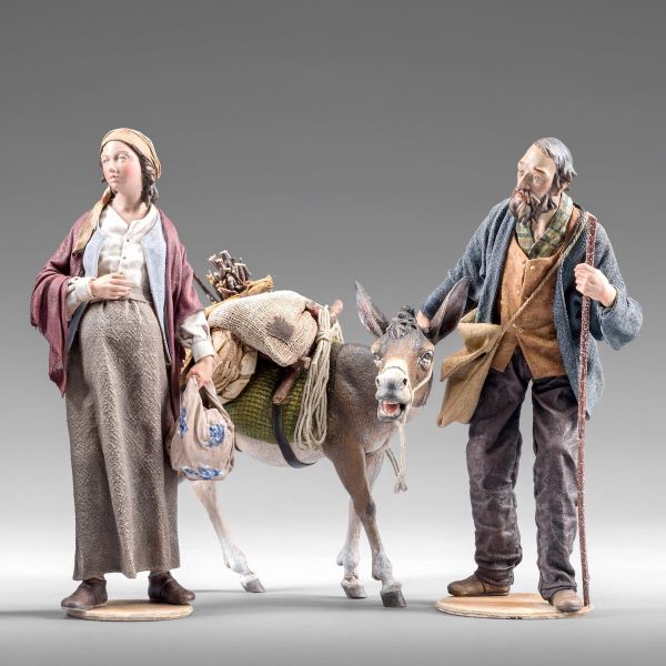 Picture of Harborage search 12 cm (4,7 inch) Rustika wooden Nativity in peasant style with fabric clothes