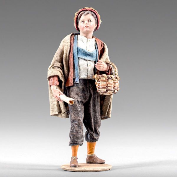 Immagine di Piccolo Cantore con cesta Presepe Rustika 40 cm legno e stoffa
