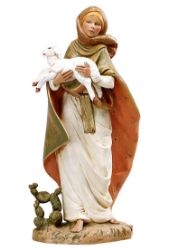 Imagen de Pastora con Cordero cm 45 (18 Inch) Belén Fontanini Estatua en Plástico pintada a mano