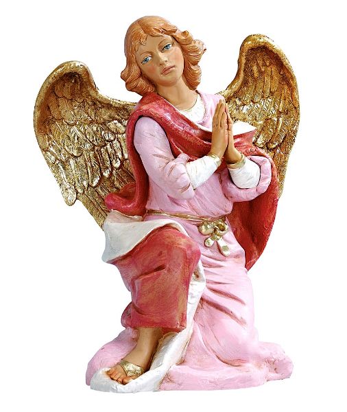 Imagen de Ángel arrodillado cm 45 (18 Inch) Belén Fontanini Estatua en Plástico pintada a mano