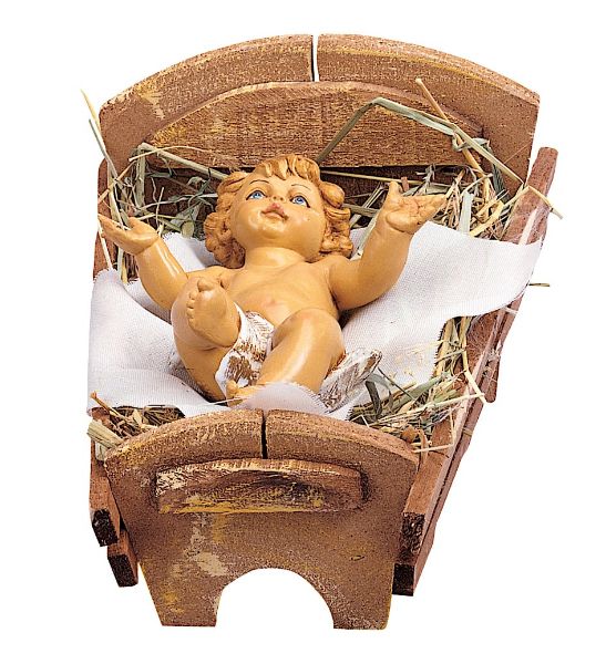 Imagen de Niño Jesús grande y Cuna Belén Fontanini 45 cm plástico para exterior