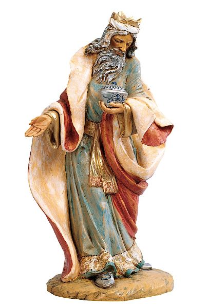 Immagine di Melchiorre Re Magio Bianco a piedi cm 45 (18 Inch) Presepe Fontanini Statua in Plastica