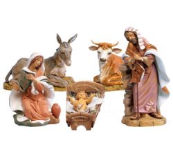 Immagine di Set Natività Sacra Famiglia 5 pezzi cm 45 (18 Inch) Presepe Fontanini Statue in Plastica dipinte a mano
