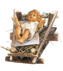 Picture of Baby Jesus and Cradle cm 52 (20 Inch) Fontanini Nativity Statue for Outdoor use, hand painted Resin