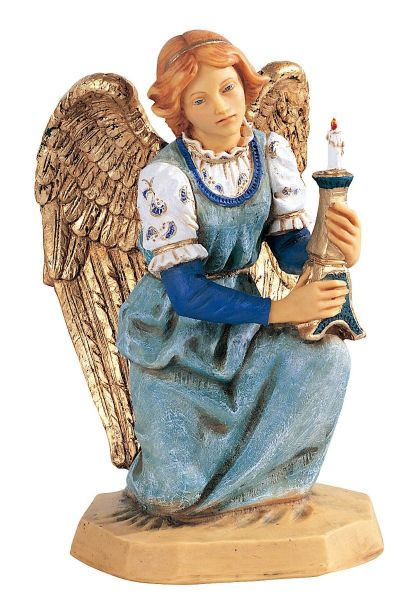 Immagine di Angelo azzurro in ginocchio Presepe Fontanini 52 cm resina grande da esterno
