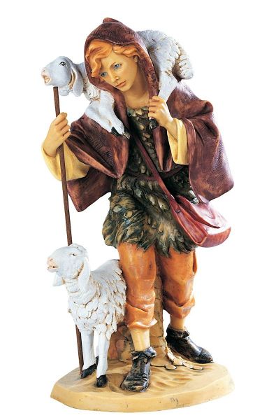 Immagine di Pastore con Pecora cm 52 (20 Inch) Presepe Fontanini Statua per Esterno in Resina dipinta a mano