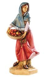 Imagen de Pastora con Fruta cm 52 (20 Inch) Belén Fontanini Estatua para al Aire Libre en Resina pintada a mano