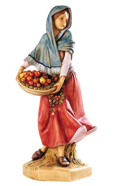 Immagine di Pastorella con frutta Presepe Fontanini 52 cm resina grande da esterno