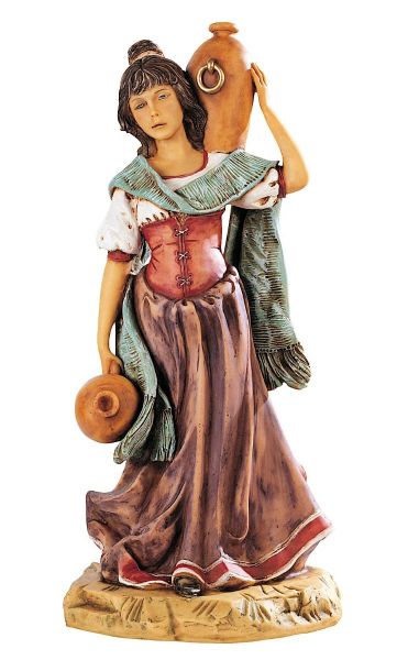 Immagine di Pastorella con anfora Presepe Fontanini 52 cm resina grande da esterno