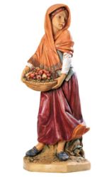 Imagen de Pastora con Fruta cm 65 (27 Inch) Belén Fontanini Estatua para al Aire Libre en Resina pintada a mano