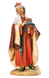 Immagine di Melchiorre Re Magio Bianco a piedi cm 65 (27 Inch) Presepe Fontanini Statua per Esterno in Resina